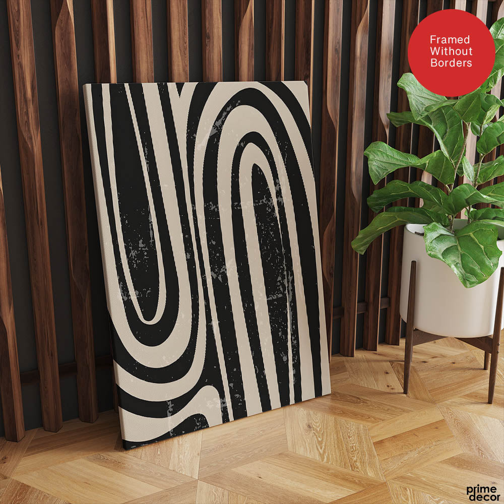 Black & White Zebra Style Abstract Design | Abstract Office Artwork #00160 - Prime Décor