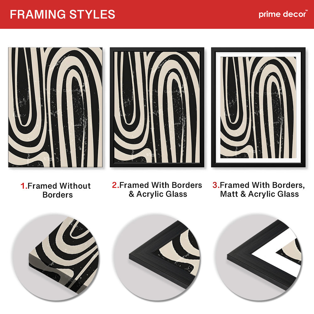 Black & White Zebra Style Abstract Design | Abstract Office Artwork #00160 - Prime Décor