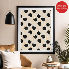 Black & Gold Abstract Design Over Beige Background | Abstract Office Artwork #00161 - Prime Décor