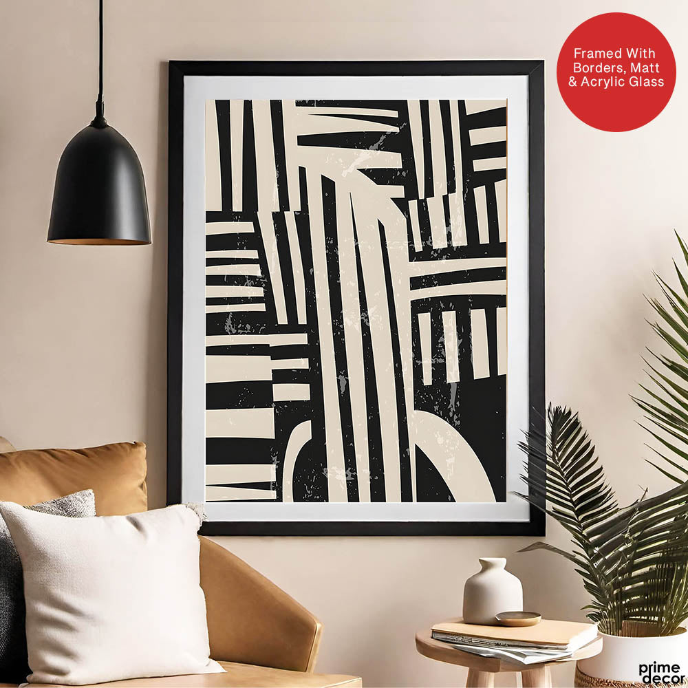 Black & Beige Abstract Design Art | Abstract Office Artwork #00162 - Prime Décor