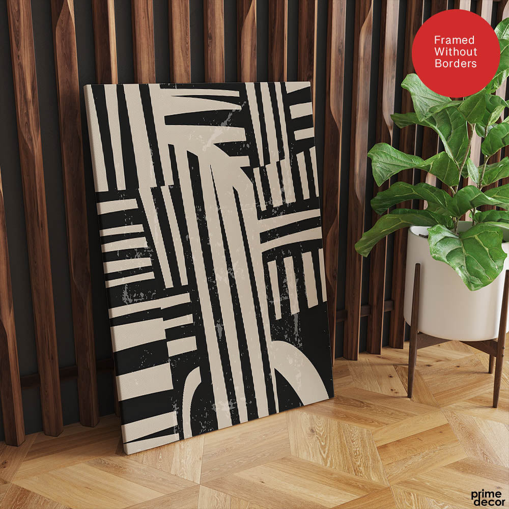 Black & Beige Abstract Design Art | Abstract Office Artwork #00162 - Prime Décor