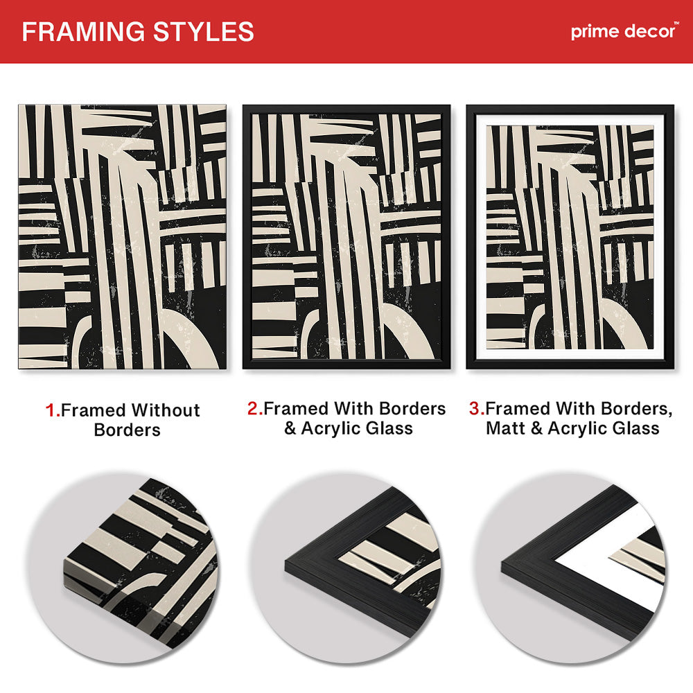 Black & Beige Abstract Design Art | Abstract Office Artwork #00162 - Prime Décor