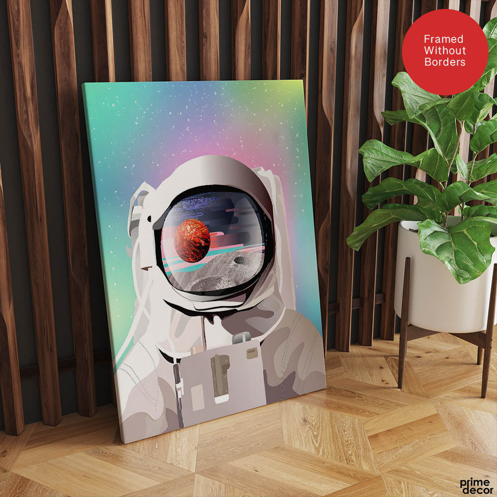 Astronaut In Space With Colorful Abstract Background | Abstract Space Artwork #00164 - Prime Décor