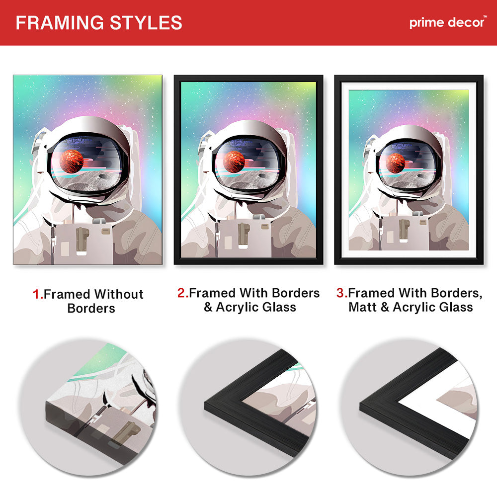 Astronaut In Space With Colorful Abstract Background | Abstract Space Artwork #00164 - Prime Décor