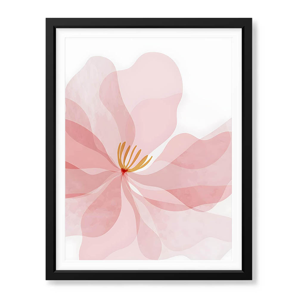 Beautiful Pink Flower Over White Background | Abstract Floral Artwork #00169 - Prime Décor