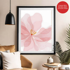 Beautiful Pink Flower Over White Background | Abstract Floral Artwork #00169 - Prime Décor