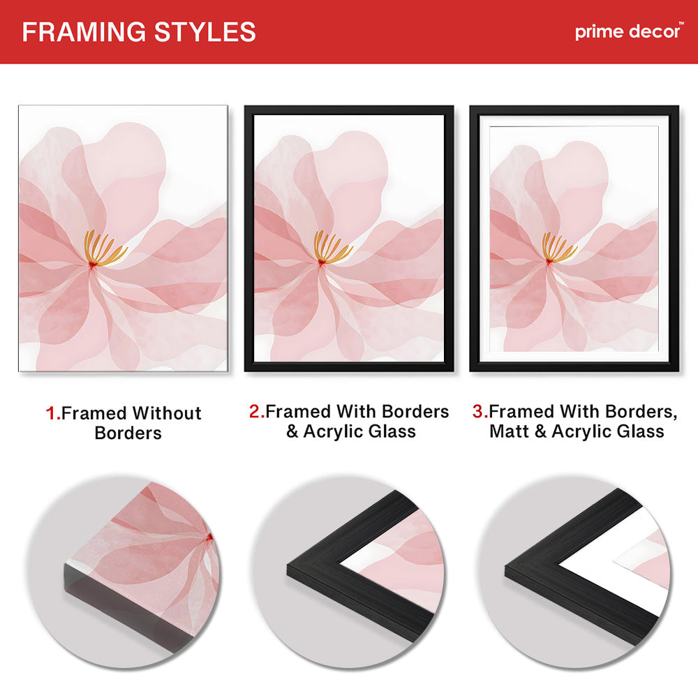 Beautiful Pink Flower Over White Background | Abstract Floral Artwork #00169 - Prime Décor