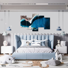 Deep Blue Sapphire Lake  (5 Panel) | Watercolor Wall Art - Prime Décor