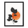 Grey Tropical Leaves With Orange Moon Shape | Abstract Floral Artwork #0016