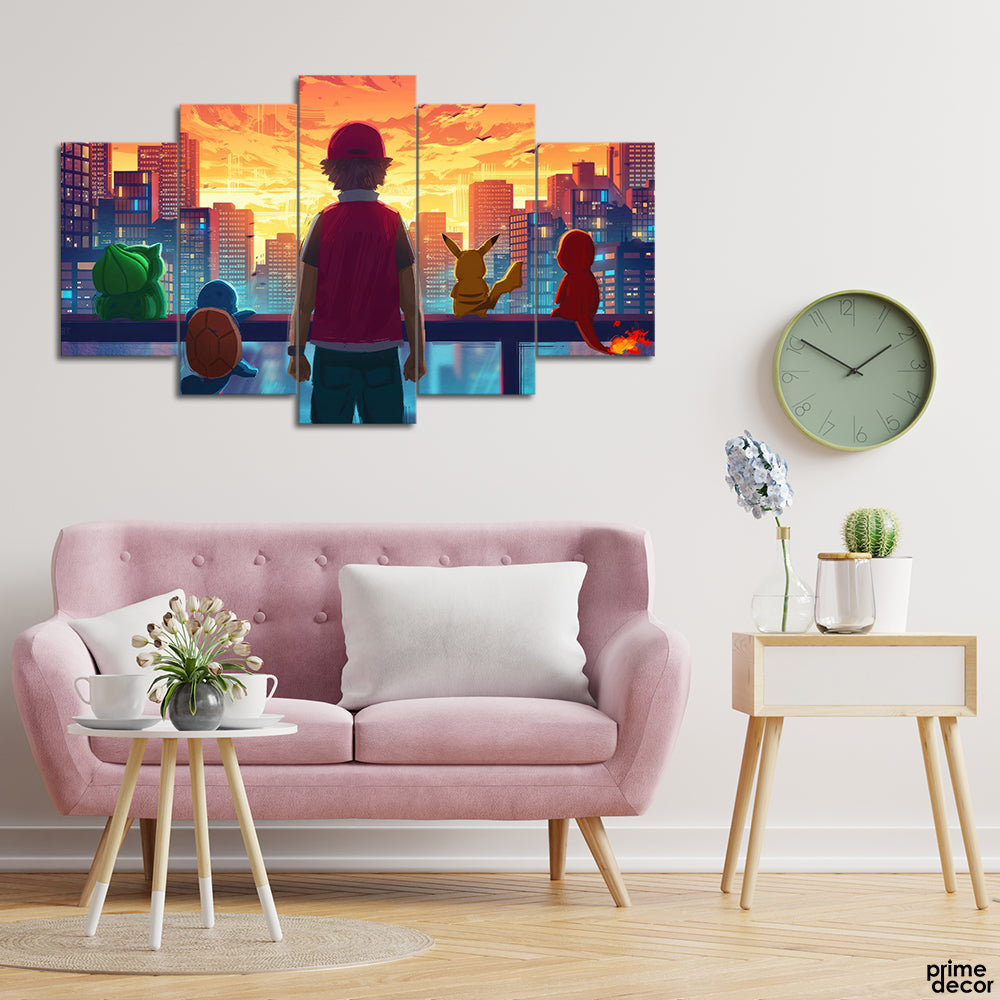 Pokemon Champions of Friendship (5 Panel) Movie Wall Art - Prime Décor