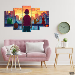 Pokemon Champions of Friendship (5 Panel) Movie Wall Art - Prime Décor
