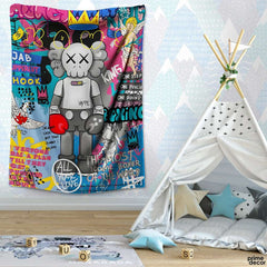Boxing Kaws With Colorful Background | Fashion Tapestry