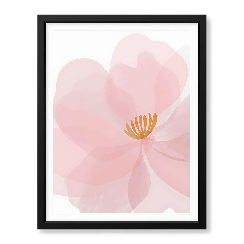Beautiful Pink Flower Over White Background | Abstract Floral Artwork #00170 - Prime Décor