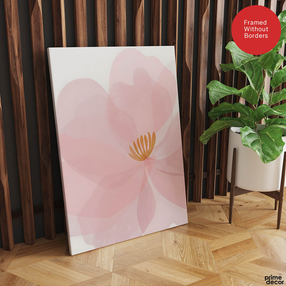 Beautiful Pink Flower Over White Background | Abstract Floral Artwork #00170 - Prime Décor