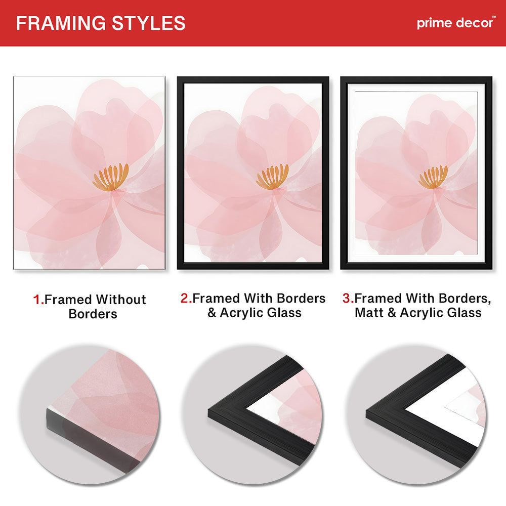 Beautiful Pink Flower Over White Background | Abstract Floral Artwork #00170 - Prime Décor