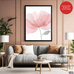 Beautiful Pink Flower Over White Background | Abstract Floral Artwork #00171 - Prime Décor