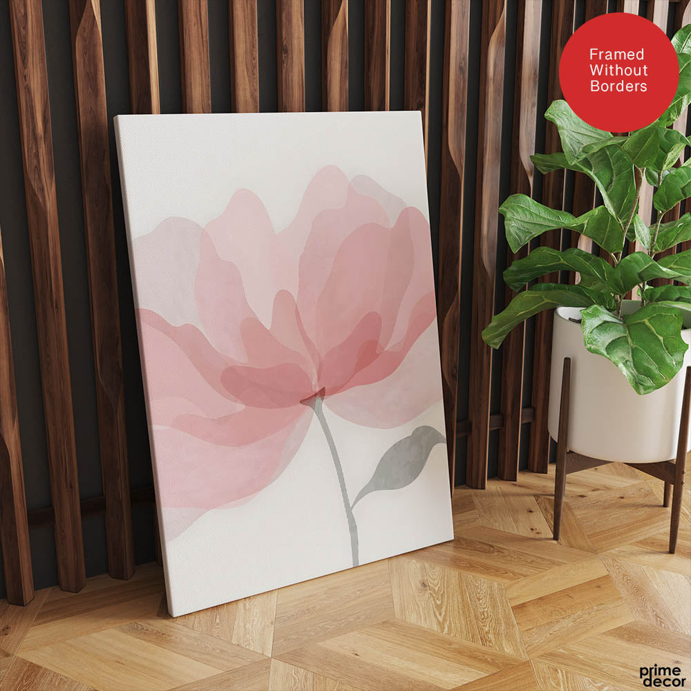 Beautiful Pink Flower Over White Background | Abstract Floral Artwork #00171 - Prime Décor