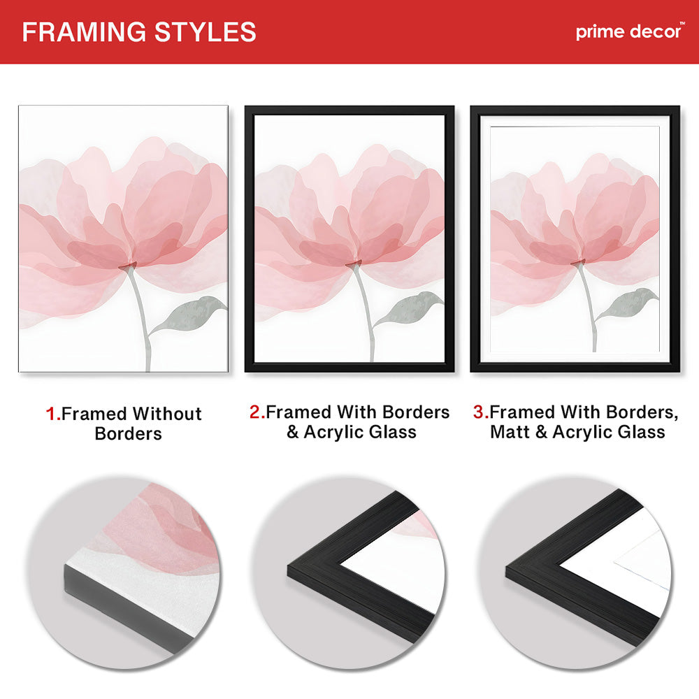 Beautiful Pink Flower Over White Background | Abstract Floral Artwork #00171 - Prime Décor