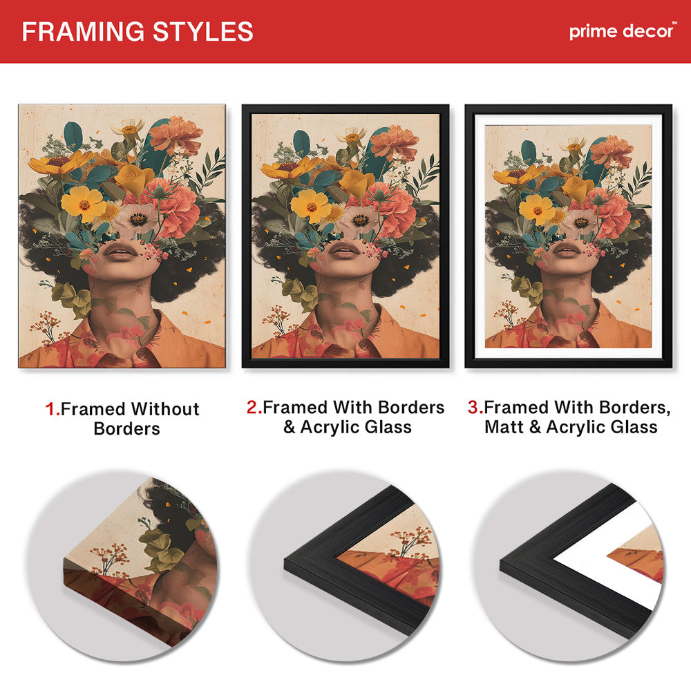 Beautiful Women Face With Floral Abstract Design | Abstract Fashion Artwork #00172 - Prime Décor