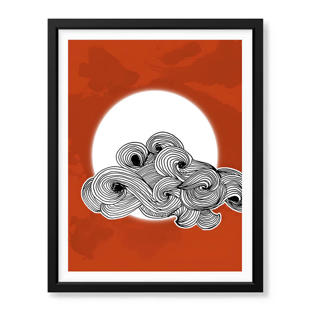 Black & White Abtract Design Over Red Background | Abstract Office Artwork #00179 - Prime Décor