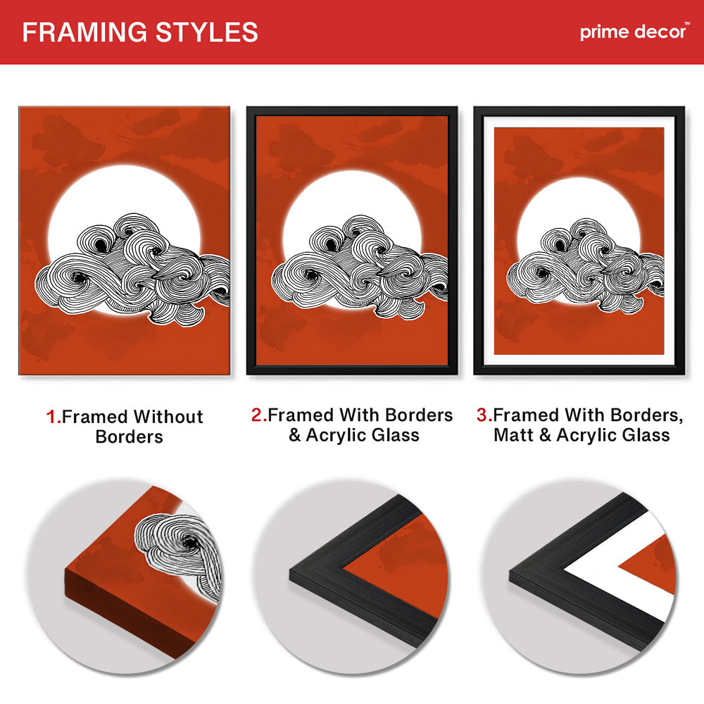 Black & White Abtract Design Over Red Background | Abstract Office Artwork #00179 - Prime Décor