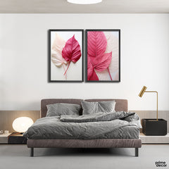 Pink & White Autumn Leaves (2 Panel) Floral Wall Art - Prime Décor