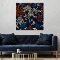 Abstract Colorful Flowers Over Green Background (Single Panel) Abstract Wall Art