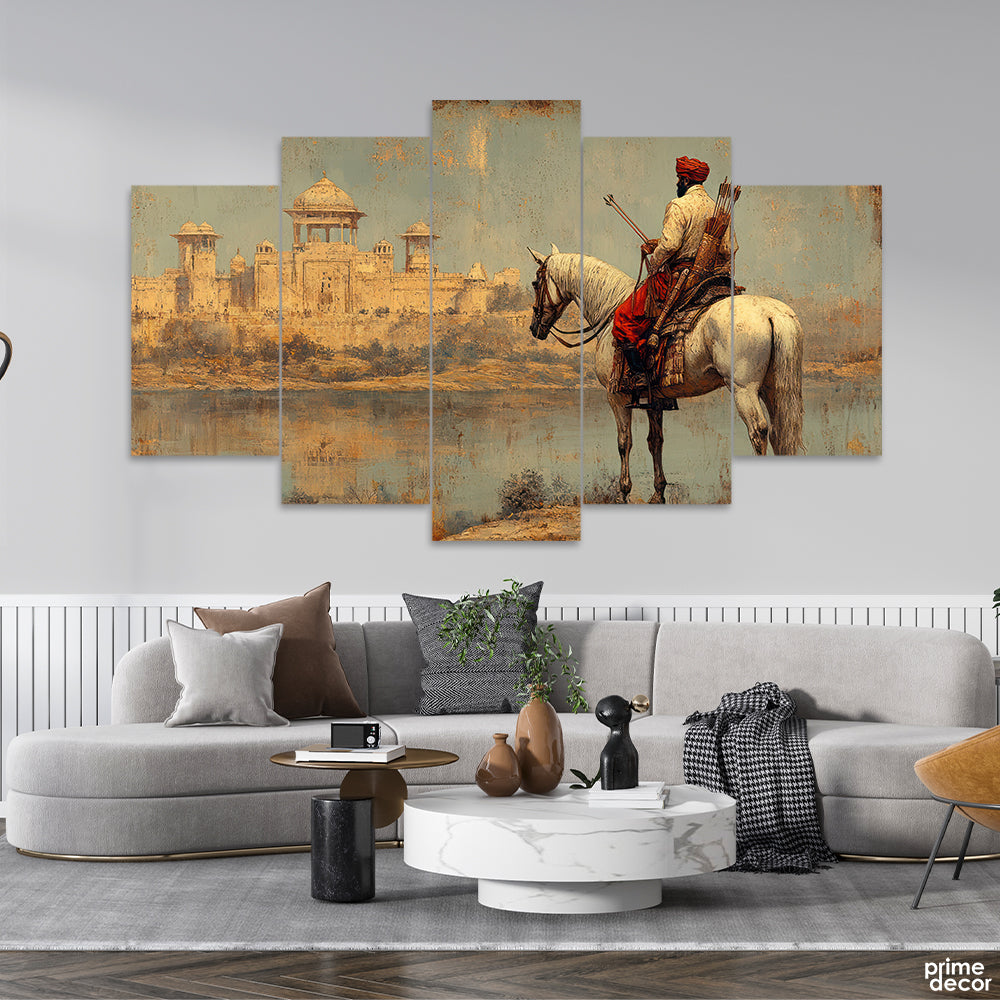 Historical Artwork Of King With Palace (5 Panel) Historic Wall Art - Prime Décor