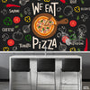 We Eat Pizza Typography With Fast Food Background | Restaurant Wallpaper Mural