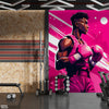 Boxer Illustration In Electric Pink Background | Gym Wallpaper Mural