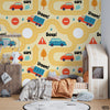 Beep Beep Vroom Cute Cars And Road Tracks | Kids Wallpaper Mural