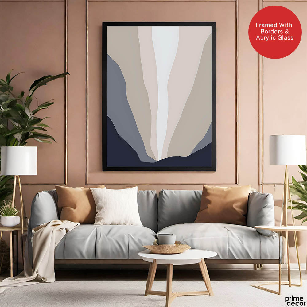 Blue & Grey Abstract Design Over Colorful Background | Abstract Office Artwork #00185 - Prime Décor