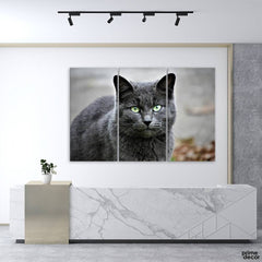 Black Cute Cat (3 Panel) | Cat Wall Art - Prime Décor