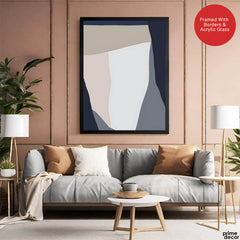 Blue & Grey Abstract Design Over Colorful Background | Abstract Office Artwork #00186 - Prime Décor