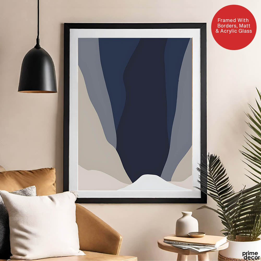 Blue & Grey Abstract Design Over Colorful Background | Abstract Office Artwork #00187 - Prime Décor