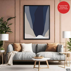 Blue & Grey Abstract Design Over Colorful Background | Abstract Office Artwork #00187 - Prime Décor