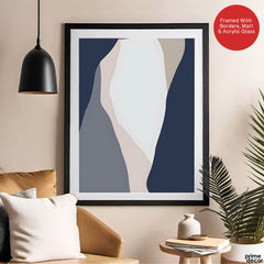 Blue & Grey Abstract Design Over Colorful Background | Abstract Office Artwork #00188 - Prime Décor