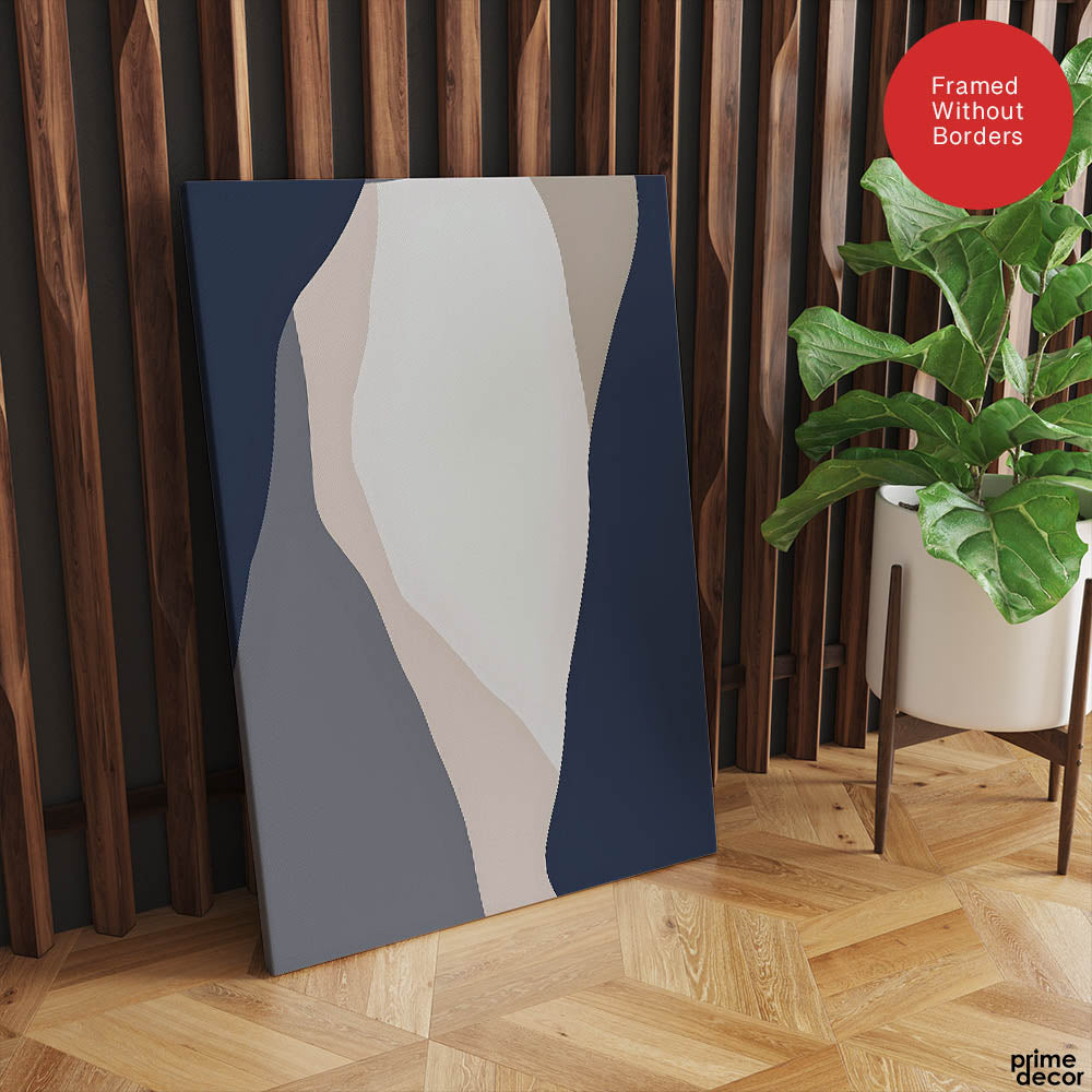 Blue & Grey Abstract Design Over Colorful Background | Abstract Office Artwork #00188 - Prime Décor