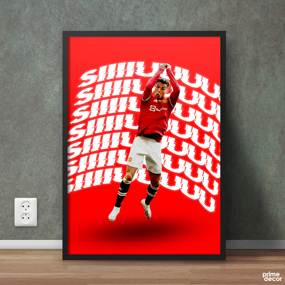 SIUUU Cristiano Ronaldo Red Fifa Poster | Sports Wall Art - Prime Décor