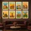 Major Pakistani Cities Illustration Set #03 (8 Panel) Travel Wall Art