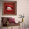 Aesthetic Red Lips Fashion Artwork (Single Panel) Square Wall Art