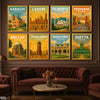 Major Pakistani Cities Illustration Set #03 (8 Panel) Travel Wall Art