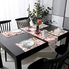 Peachy Pastel Color Floral Leaves | Table Runner and Placemat Set