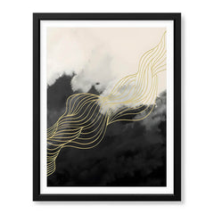 Black & White Background With Golden Lines | Abstract Office Artwork #0018 - Prime Décor