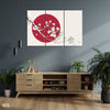 Red Lullaby Moon (3 Panel) | Digital Wall Art