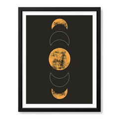 White & Gold Moon Design With Black Background | Abstract Fashion Artwork #00190 - Prime Décor