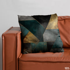 Emerald Green & Gold Geometric | Abstract Cushion #195