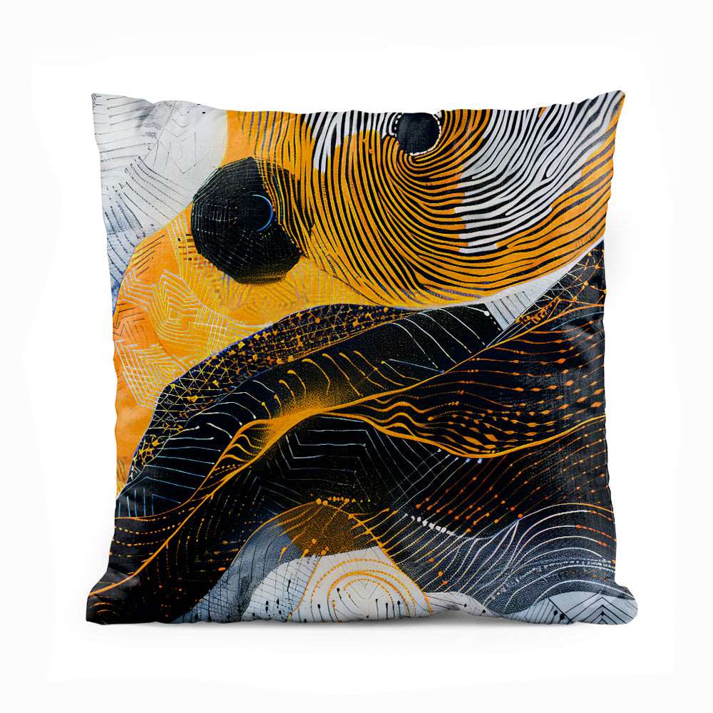 Black & Gold Geometric Leafy Pattern | Abstract Cushion #196 On Sale - Prime Décor