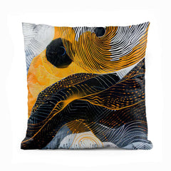Black & Gold Geometric Leafy Pattern | Abstract Cushion #196 On Sale - Prime Décor