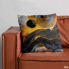 Black & Gold Geometric Leafy Pattern | Abstract Cushion #196 On Sale - Prime Décor